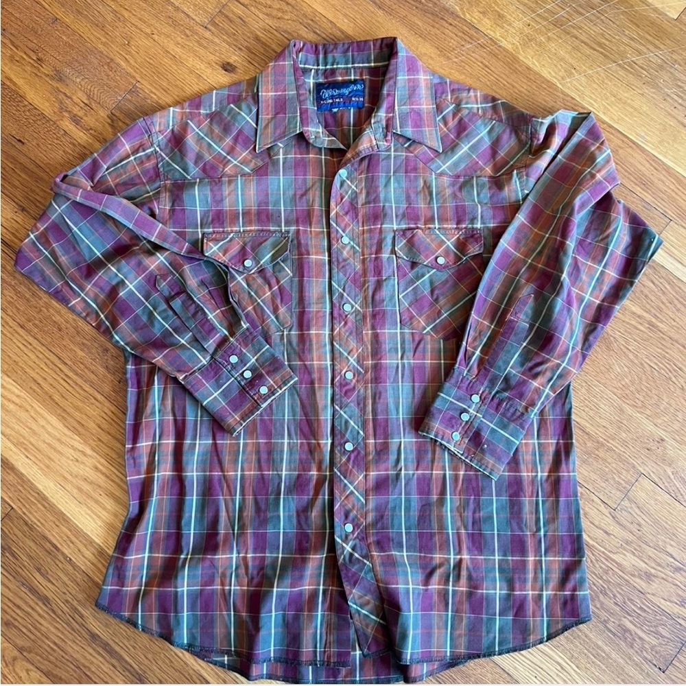 Vintage Wrangler Red and Green Plaid Casual Shirt